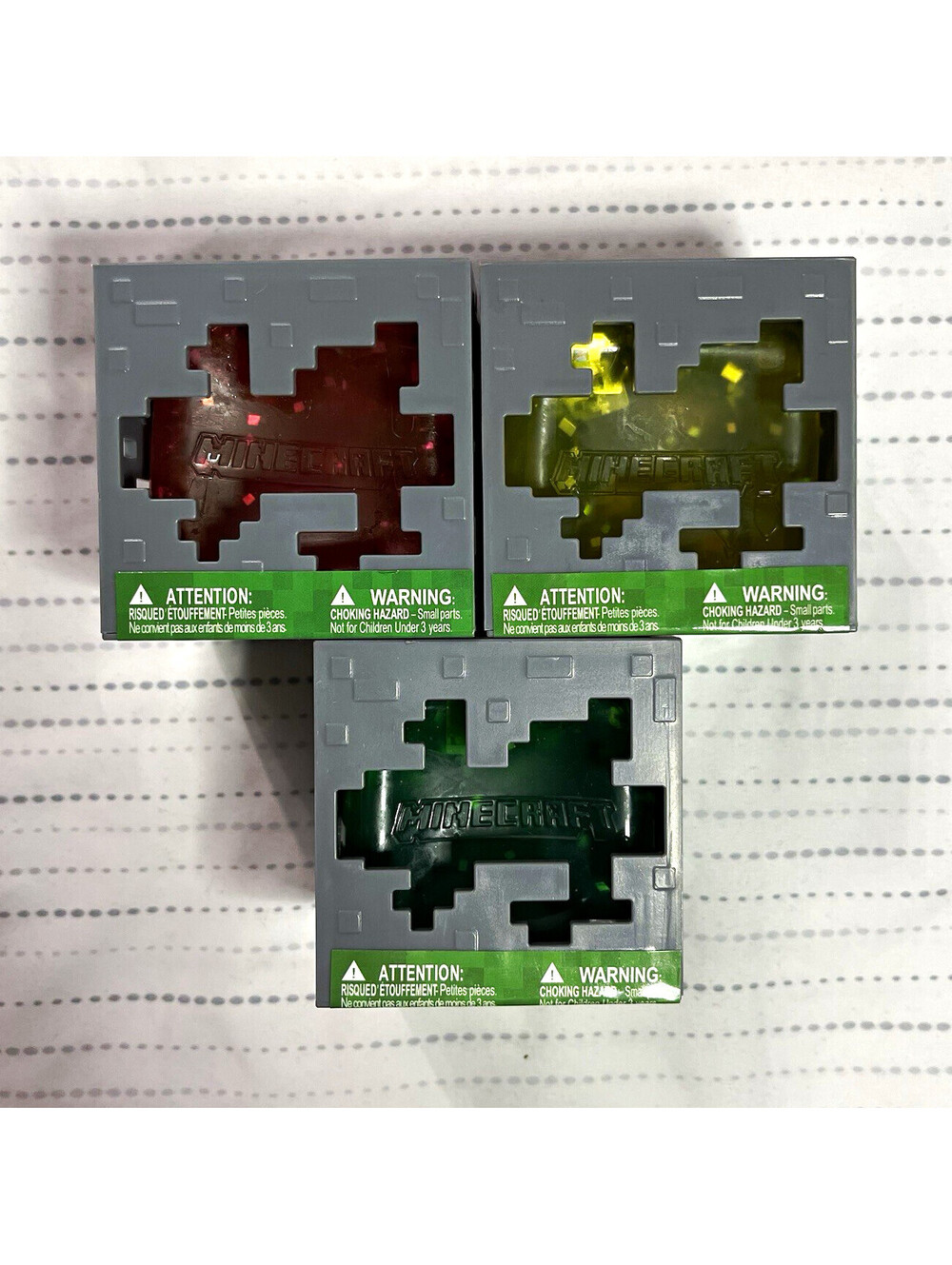 NEW Minecraft Jelly Cubes IN HAND Lot of 3 Unopened - Like Needoh